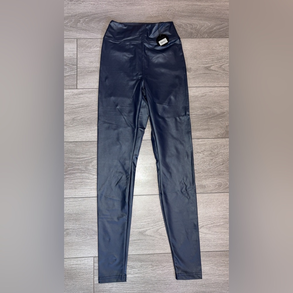 Offline Aerie Real Luxe Leggings High Rise Size Small Faux Leather Navy New Tags